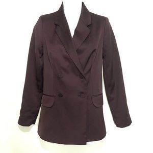 Topshop Womens 0 Burgundy Fitted DB Blazer